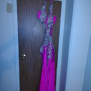 Elegant Pink Embellished Women's Dress